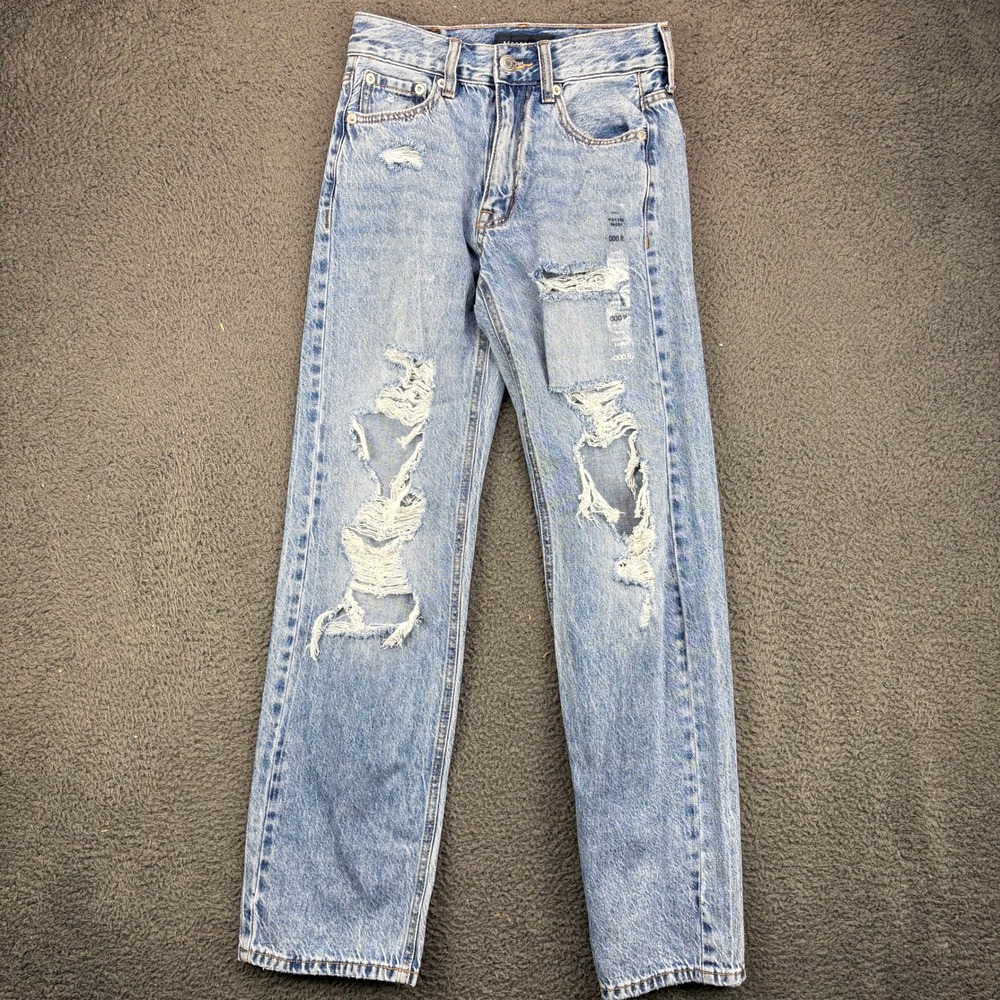 Aeropostale High Rise Baggy Distressed Jeans Light Wash Size 000 Regular NEW